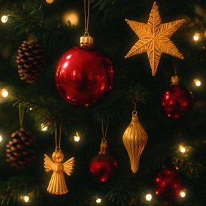 Dekorationer i granen