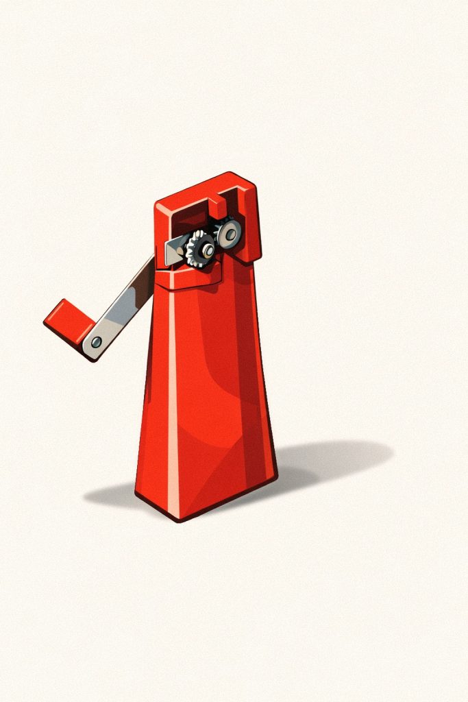 Illustration av Sigvard Bernadottes konservöppnare Röda Clara